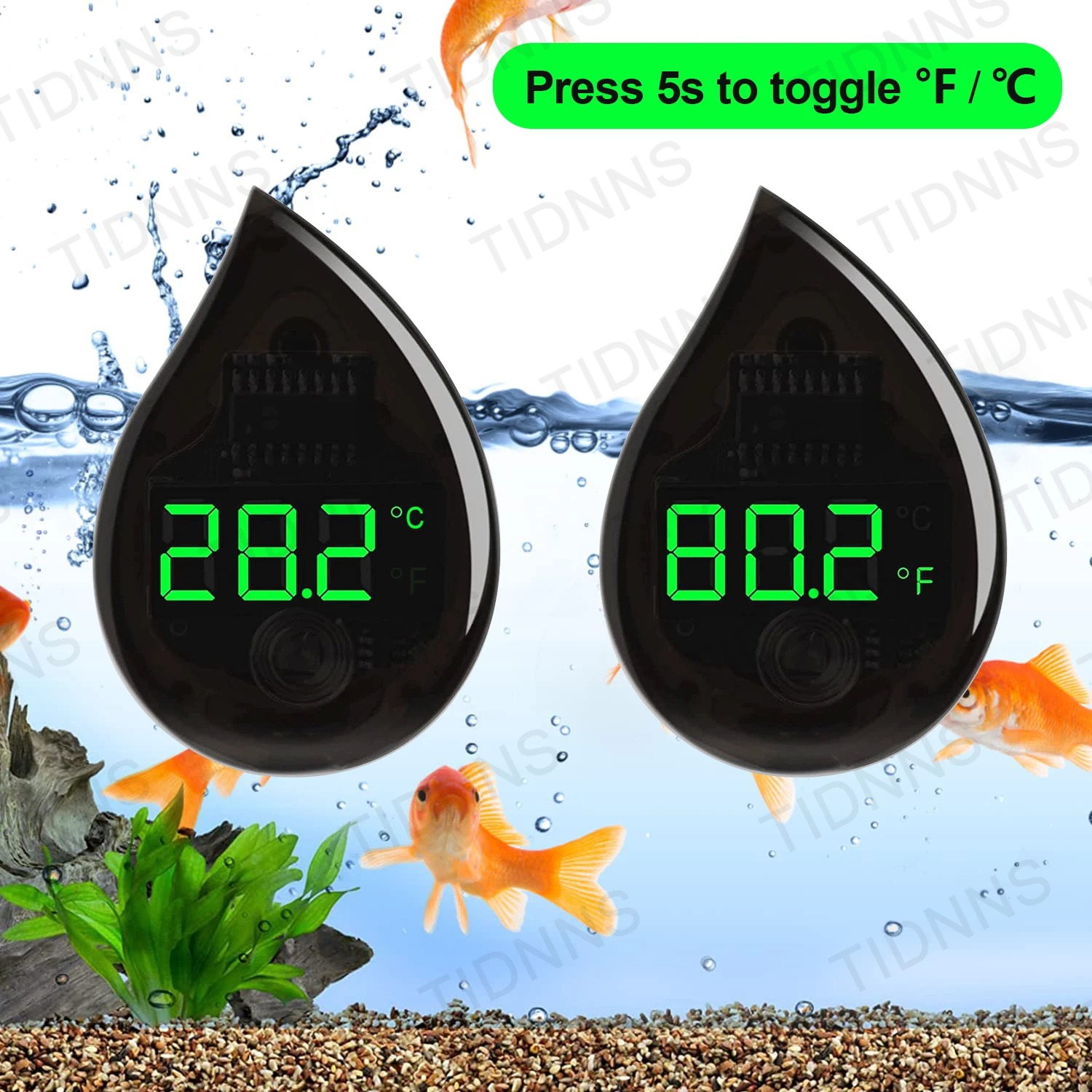 Marine Aquarium Mini - Termometer Akuarium Perekat Sendiri LCD Digital