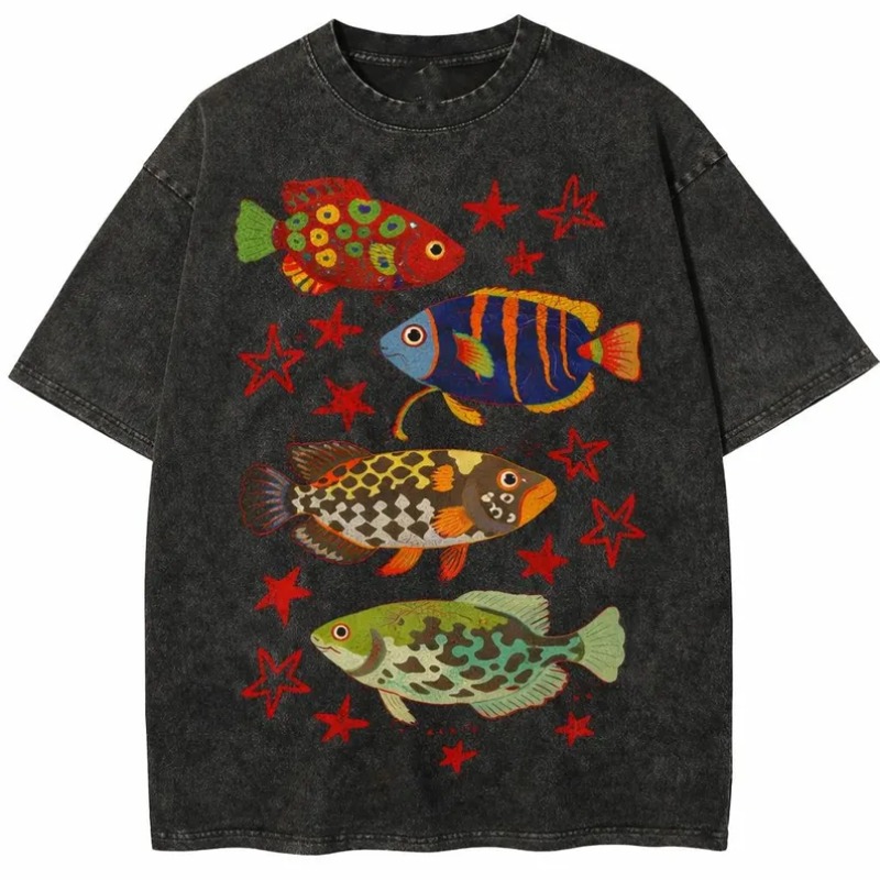 Kaos Cetak Ikan Tropis Vintage - Aquarium Marine Color ulasan dan harga